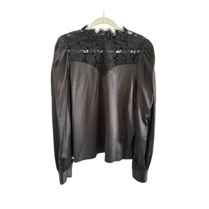 Generation Love Black Satin and Lace Blouse